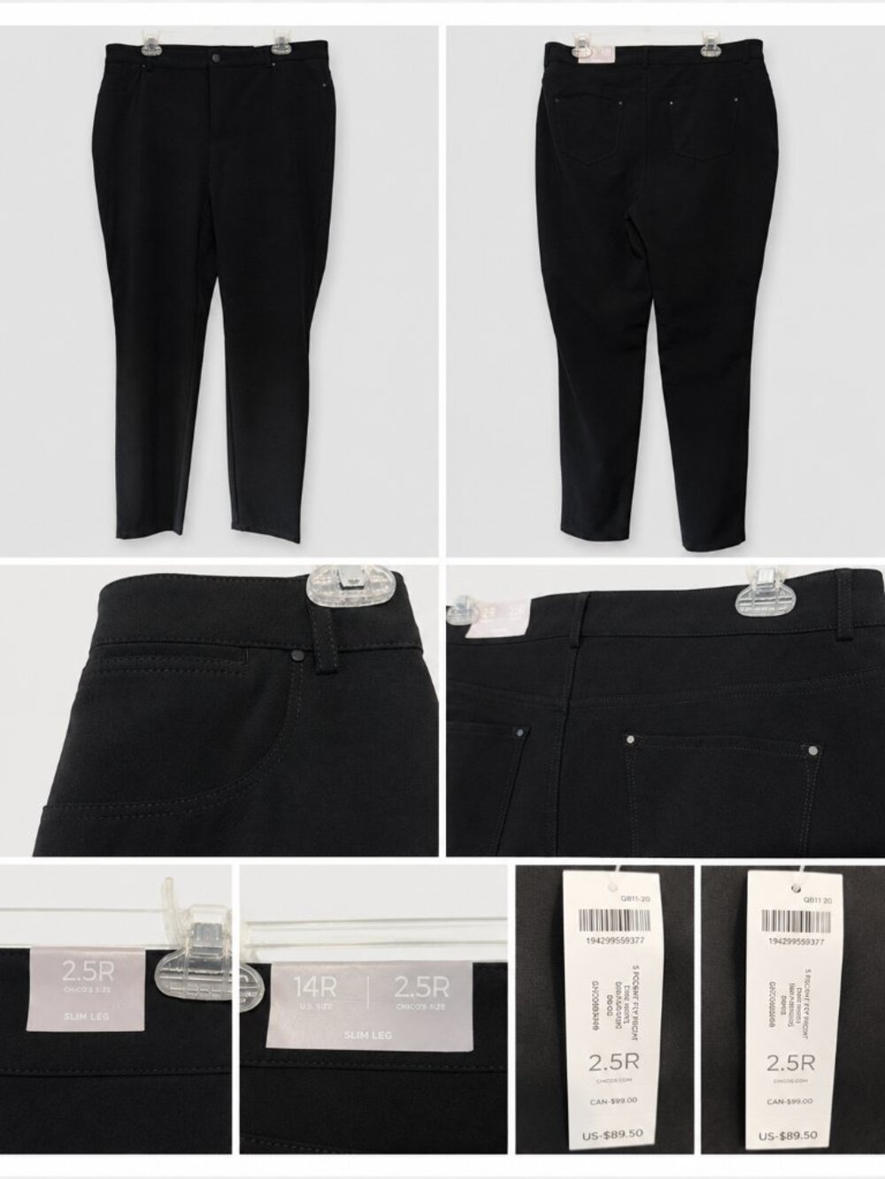 NWT Chico’s Black Slim Ankle Pants 2.5R / US 14R